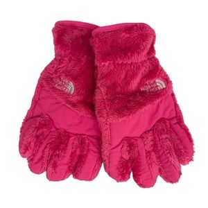 Northface youth pink teddy bear gloves size large